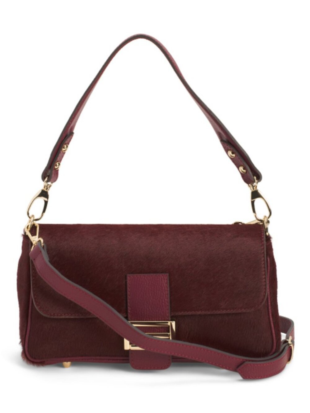 DIVINA FIRENZE Made In Italy Leather Baguette Shoulder Bag